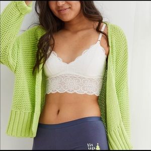 NWOT AERIE LIME GREEN COTTON CROPPED CARDIGAN. S